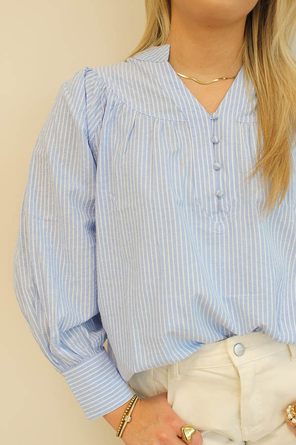 Blouse strepen blauw | Bella - Afbeelding 2