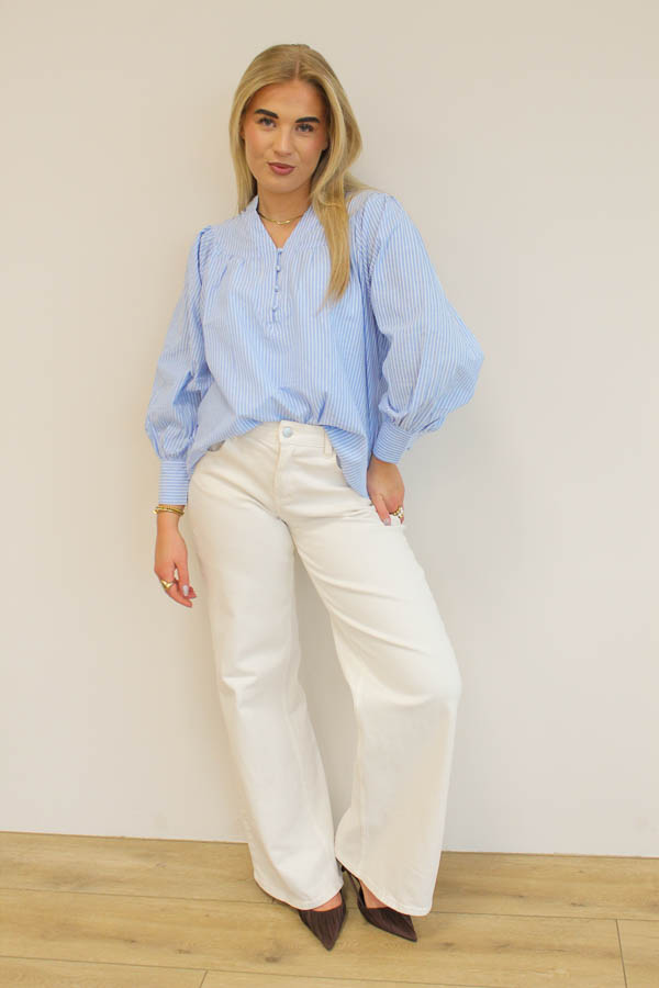 Blouse strepen blauw | Bella - Afbeelding 4