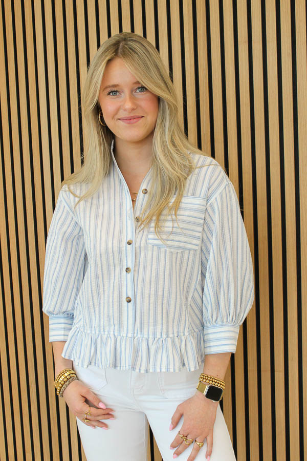 Blouse strepen blauw | Lena