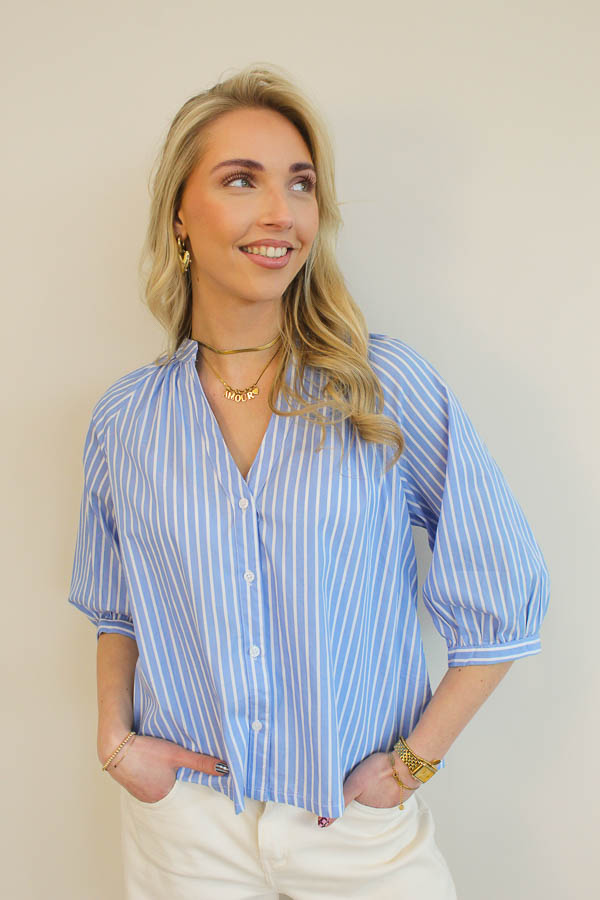 Blouse strepen blauw | Wilke