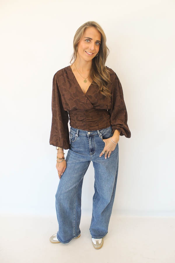 Blouse top bruin | Vera - Afbeelding 2