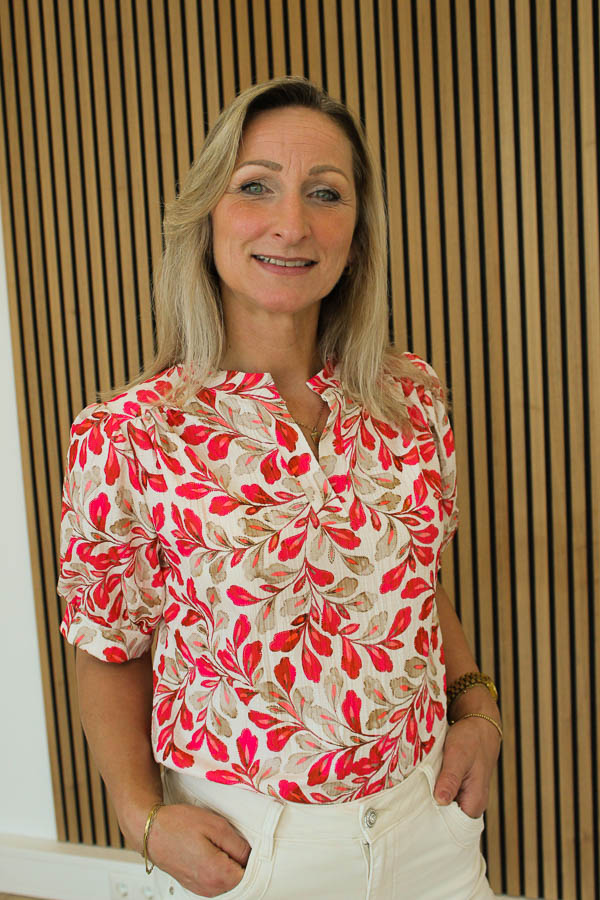Blouse v-hals rood | Leila