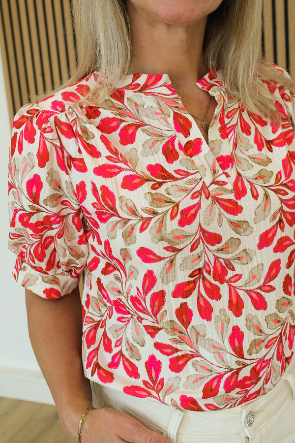 Blouse v-hals rood | Leila - Afbeelding 2
