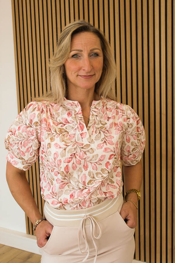 Blouse v-hals roze | Leila