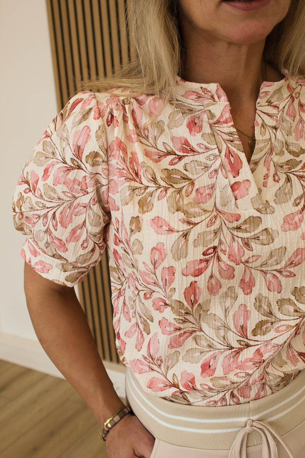 Blouse v-hals roze | Leila - Afbeelding 2