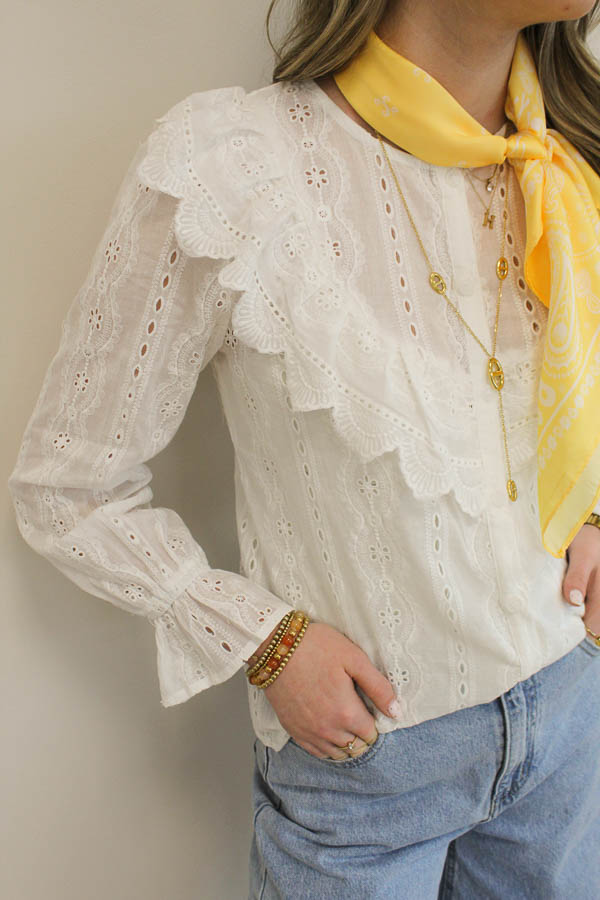 Broderie blouse wit | Emma - Afbeelding 2