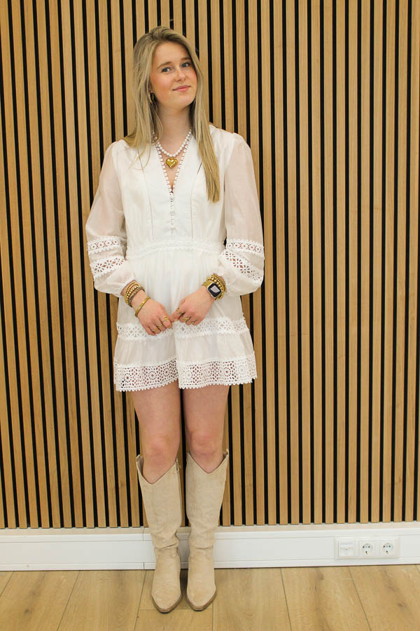 Broderie jurk wit | Laure 