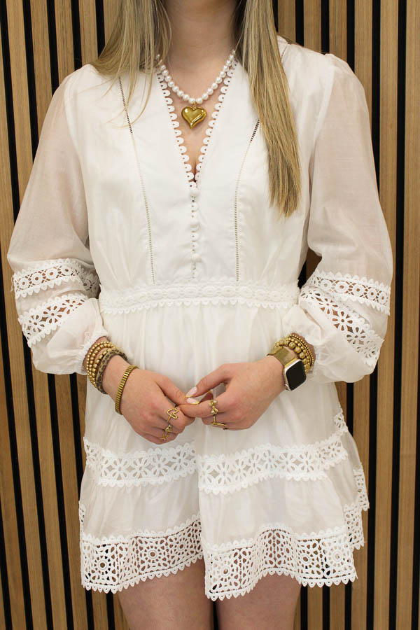 Broderie jurk wit | Laure  - Afbeelding 2