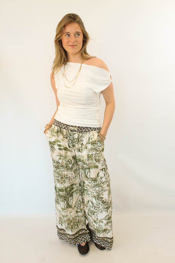 Broek met print khaki | Babet - Afbeelding 1