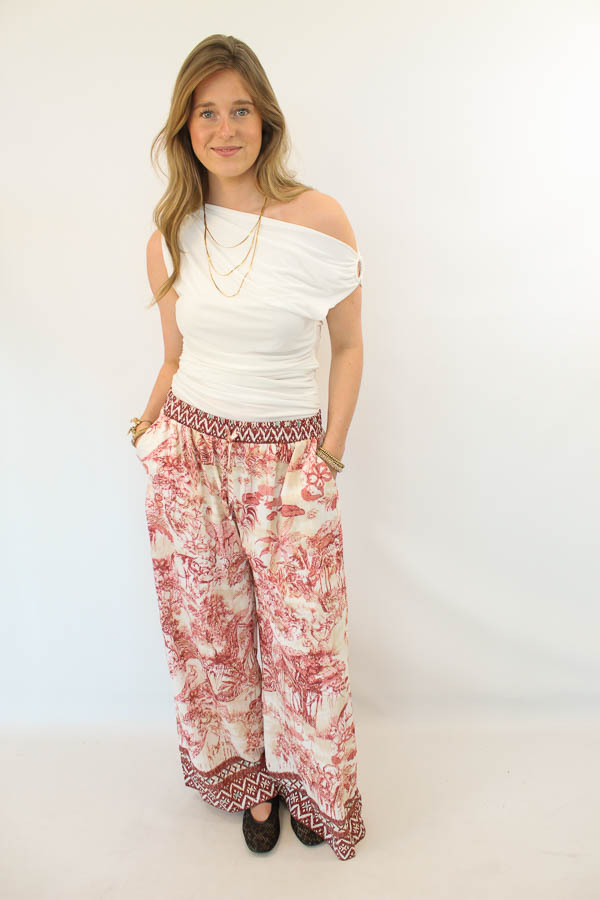 Broek met print rood | Babet - Afbeelding 1