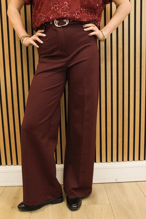 Broek met riem bordeaux | Nova
