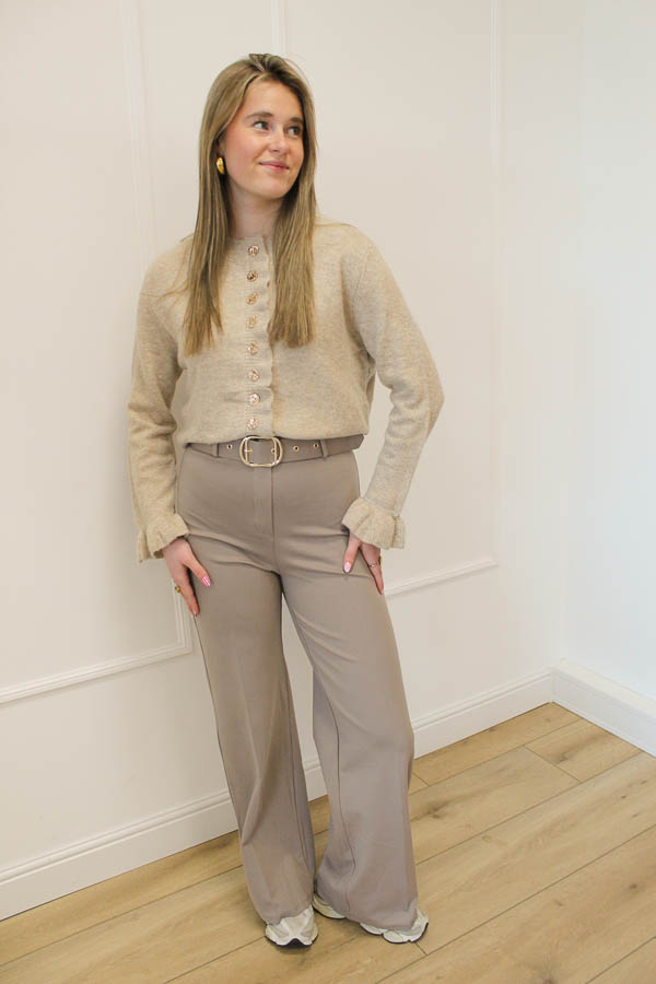 Broek met riem taupe | Nova - Afbeelding 2