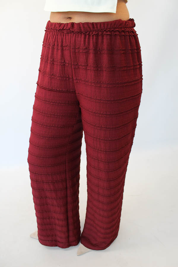 Broek met ruches bordeaux | Faya - Afbeelding 3