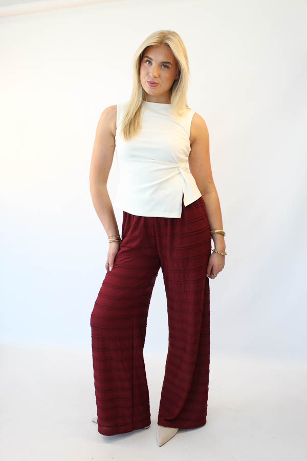 Broek met ruches bordeaux | Faya - Afbeelding 2
