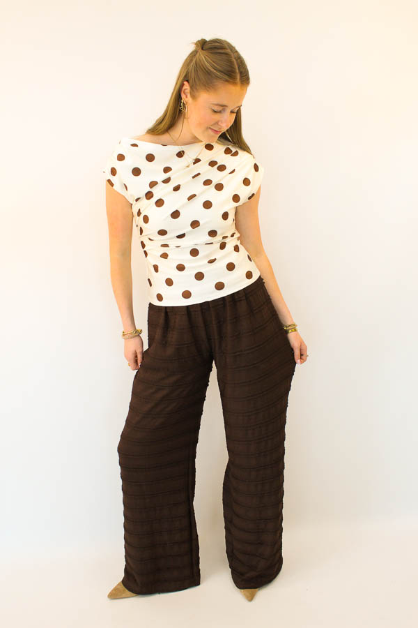 Broek met ruches bruin | Faya - Afbeelding 2