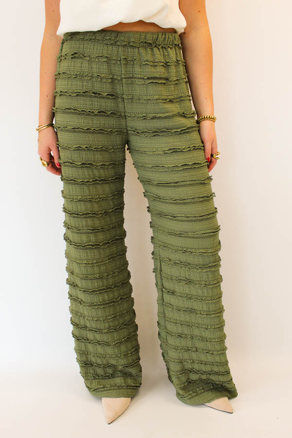Broek met ruches khaki | Faya