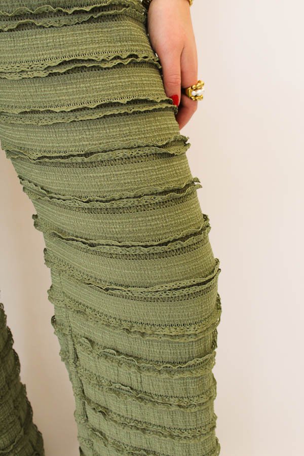 Broek met ruches khaki | Faya - Afbeelding 4