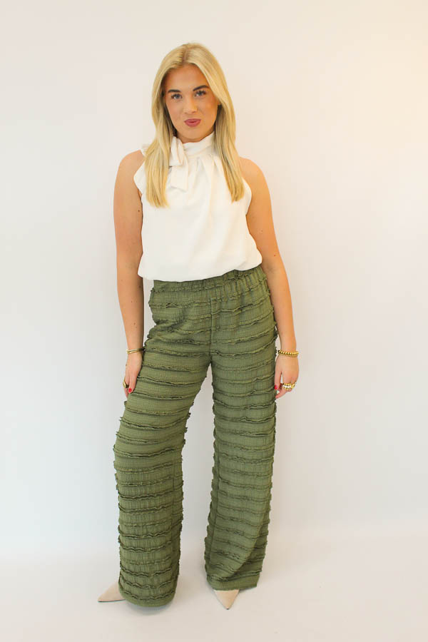 Broek met ruches khaki | Faya - Afbeelding 2