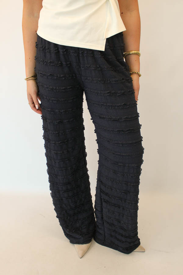 Broek met ruches navy | Faya - Afbeelding 3