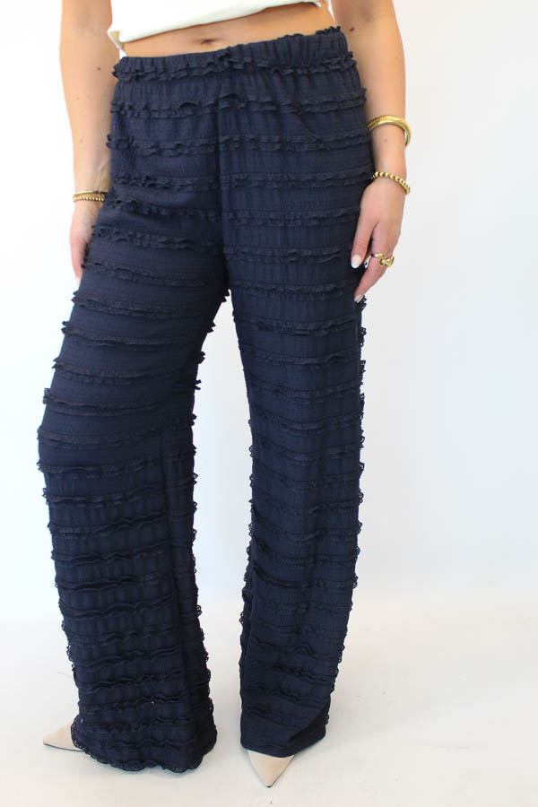 Broek met ruches navy | Faya