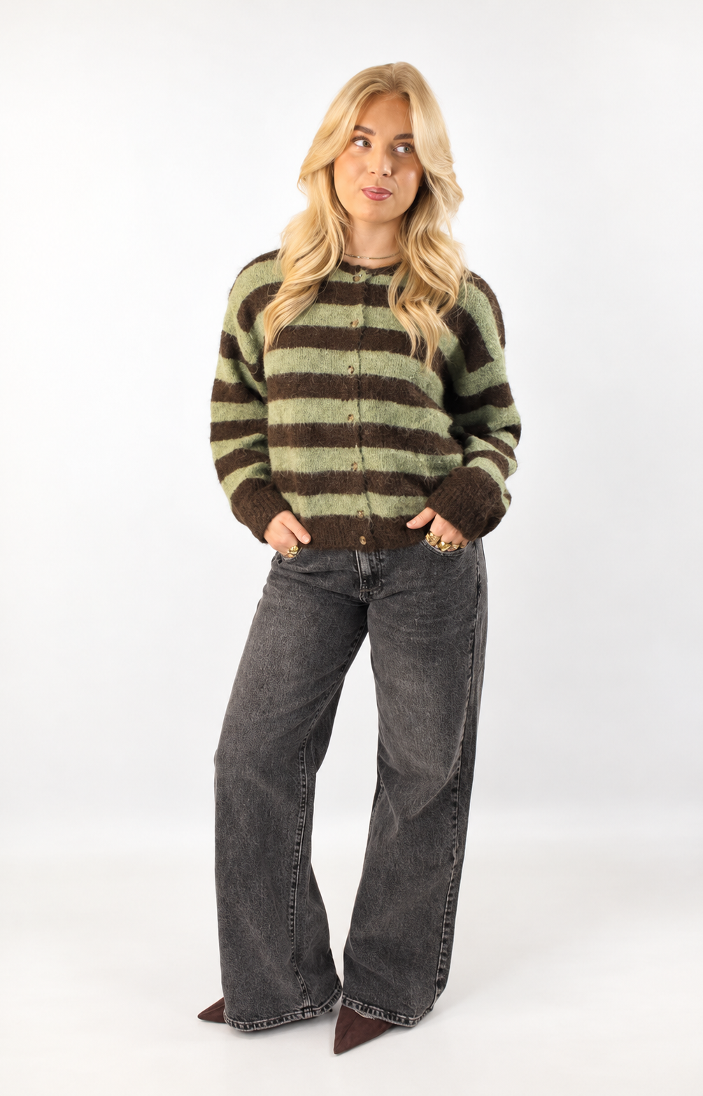 Vest met strepen bruin | Elise 