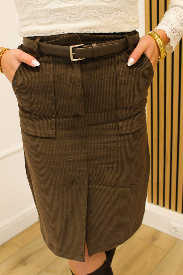 Corduroy rok bruin | Myla - Afbeelding 2
