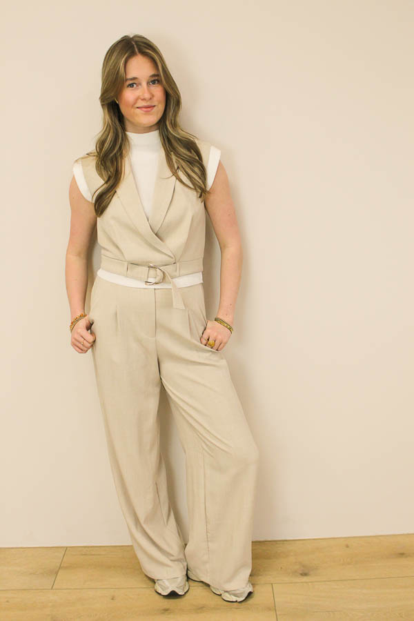 Cropped gilet beige | Ellis - Afbeelding 2