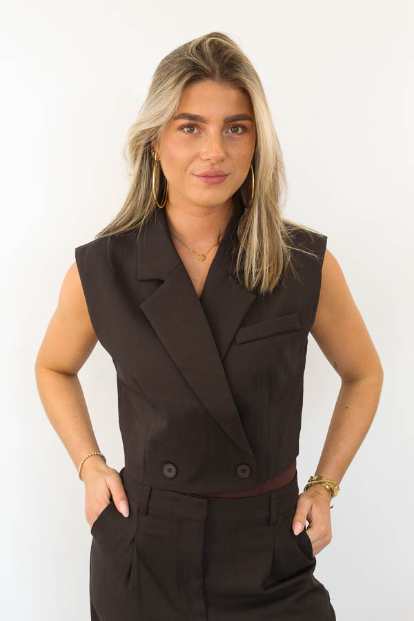 Cropped gilet bruin | Sena