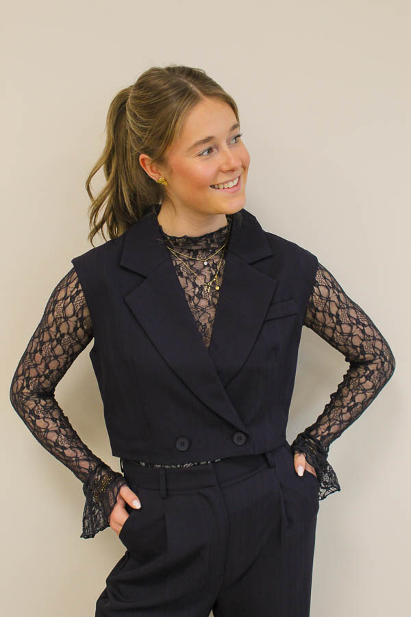 Cropped gilet marine | Sena