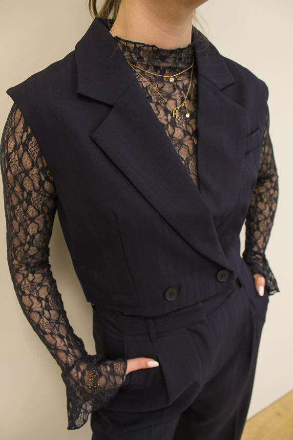 Cropped gilet marine | Sena - Afbeelding 3