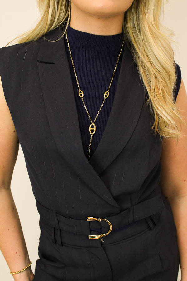 Cropped gilet navy | Ellis - Afbeelding 3