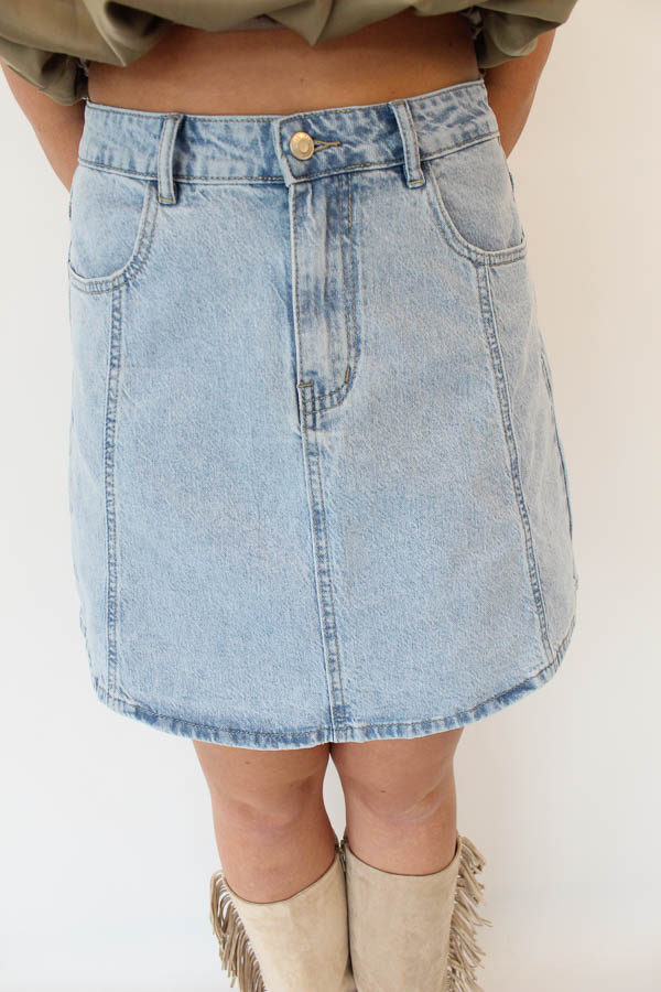 Denim a-lijn rok | Jara - Afbeelding 3