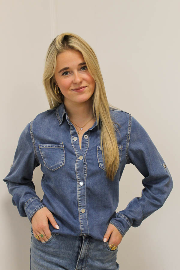 Denim blouse blauw | Henriet  - Afbeelding 2