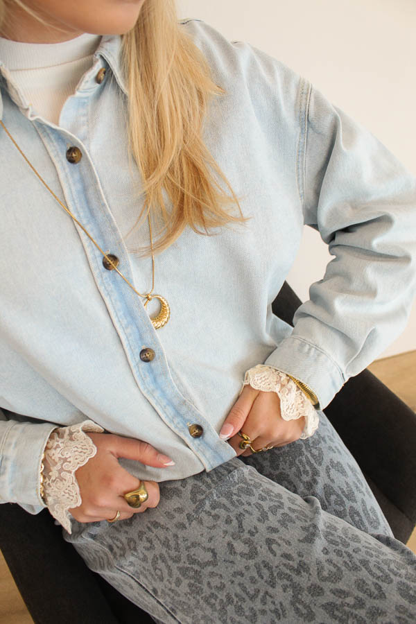 Denim blouse blauw | Lorin  - Afbeelding 3