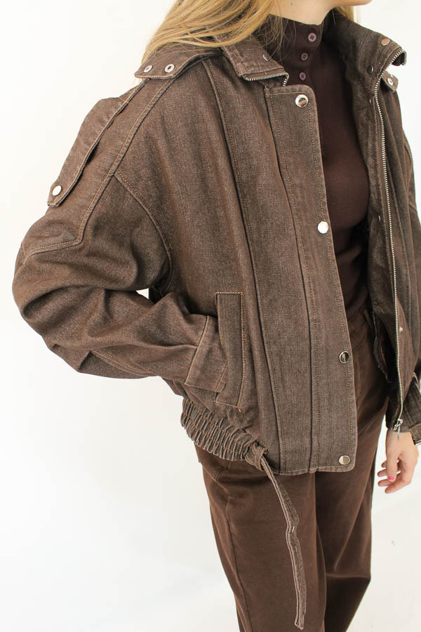 Denim jacket bruin | Chloe - Afbeelding 2