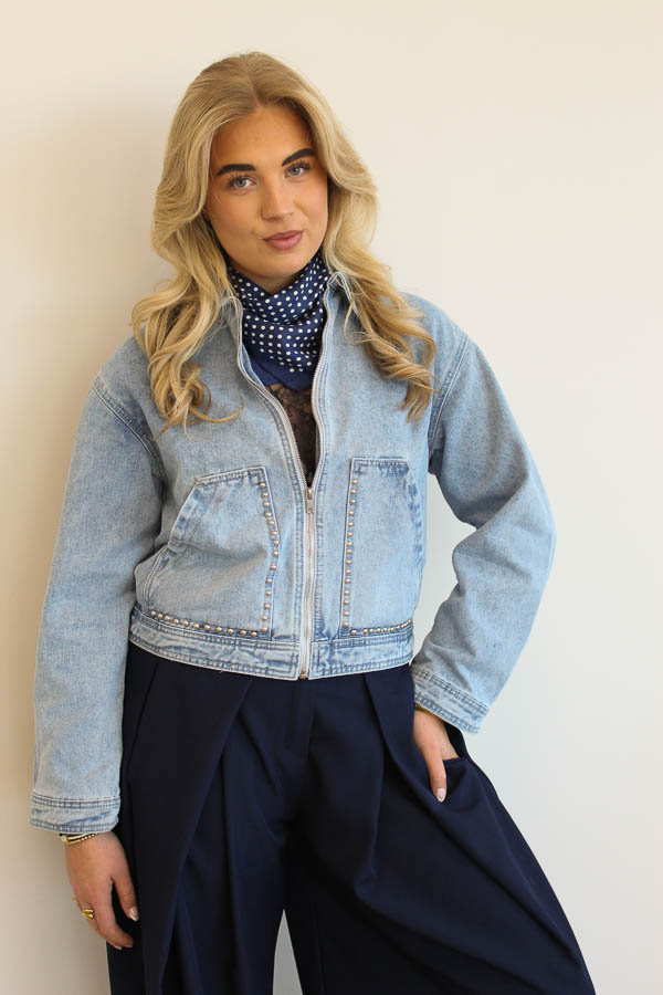 Denim jas studs blauw | Veerle