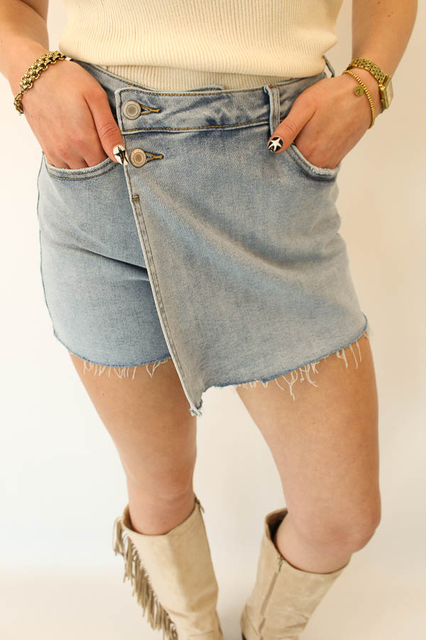 Denim skort blauw | Isa - Afbeelding 2