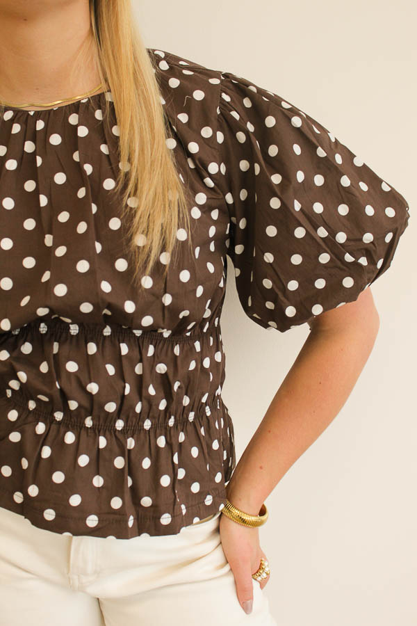 Dots top bruin | Mina  - Afbeelding 2