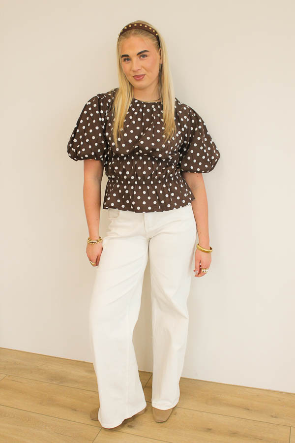 Dots top bruin | Mina  - Afbeelding 3