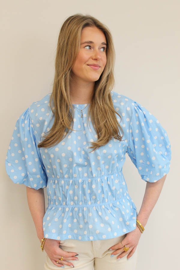 Dots top lichtblauw | Mina 