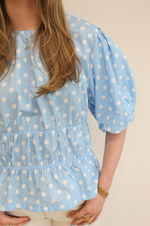 Dots top lichtblauw | Mina  - Afbeelding 2