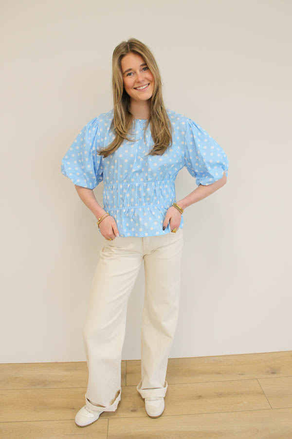 Dots top lichtblauw | Mina  - Afbeelding 3