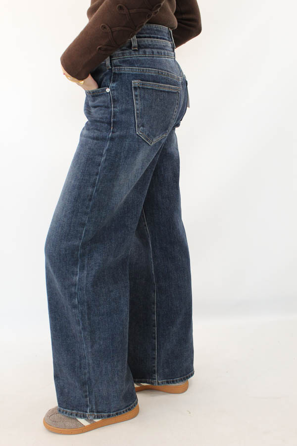 Double waist wide leg jeans blauw - Afbeelding 3