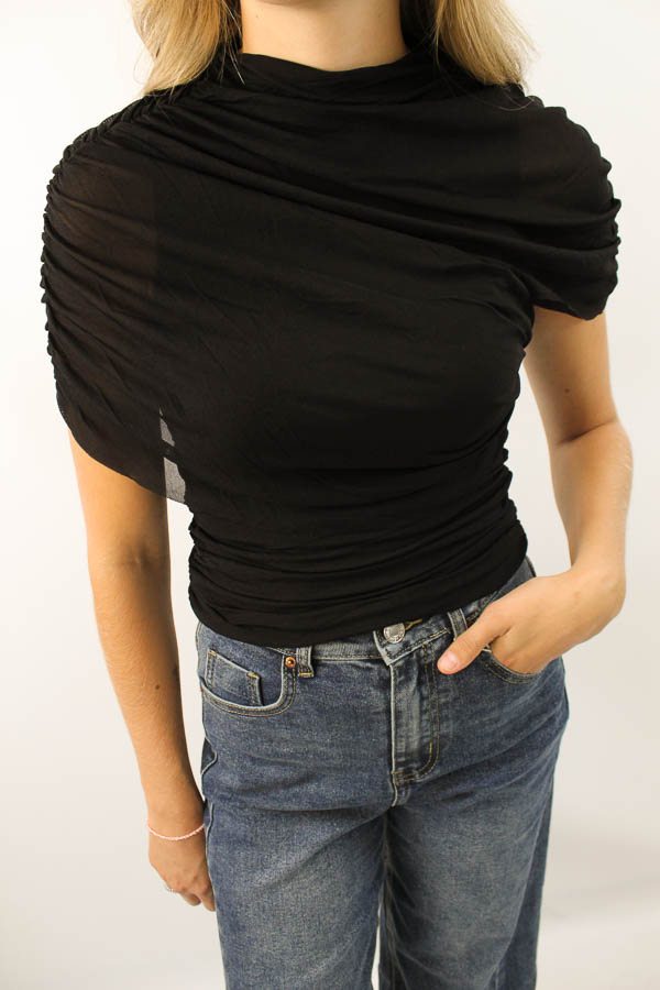 Drape top zwart | Noé - Afbeelding 3