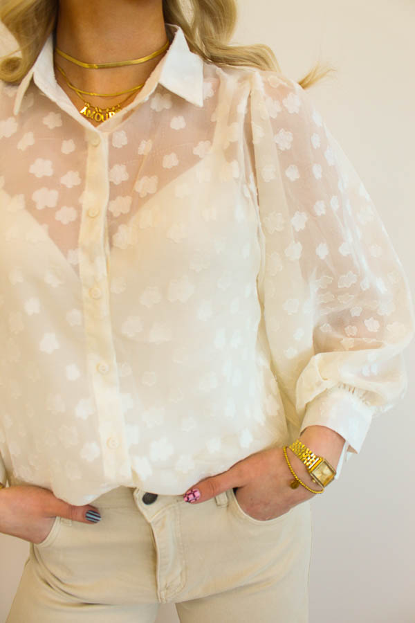 Elegante blouse ecru | Yura - Afbeelding 2