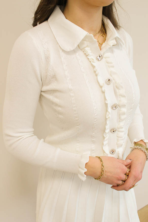 Fijn gebreide trui wit | Myrte