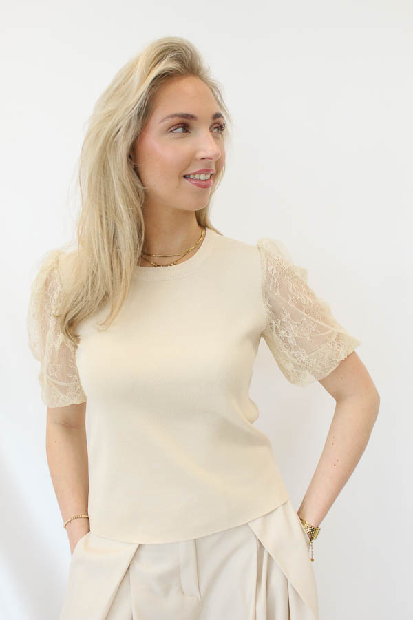 Fijngebreide top beige | Julia