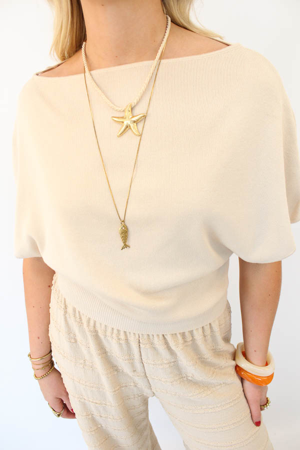 Fijngebreide top beige | Levi - Afbeelding 2