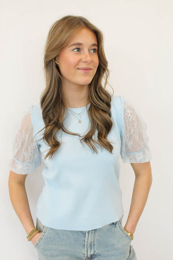 Fijngebreide top blauw | Julia