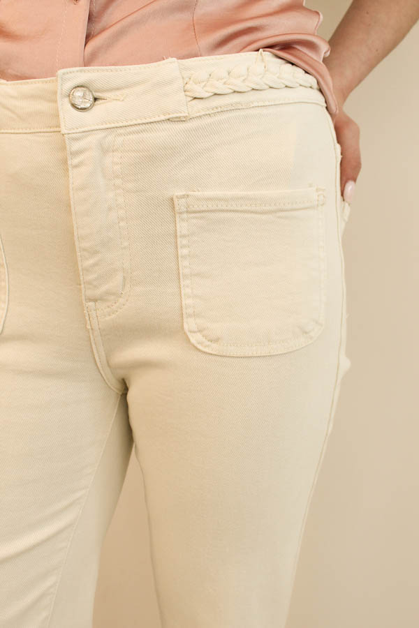 Flared jeans beige | Daphne - Afbeelding 2